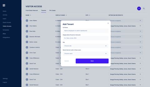 Swiftlane Admin Dashboard - Add Tenant